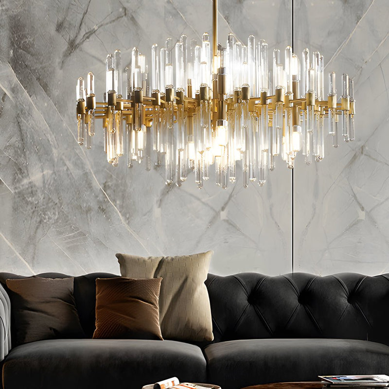 Customizable Post-Modern Copper Chandelier with Creative Glass Tube Design - Unique Lighting Fixture