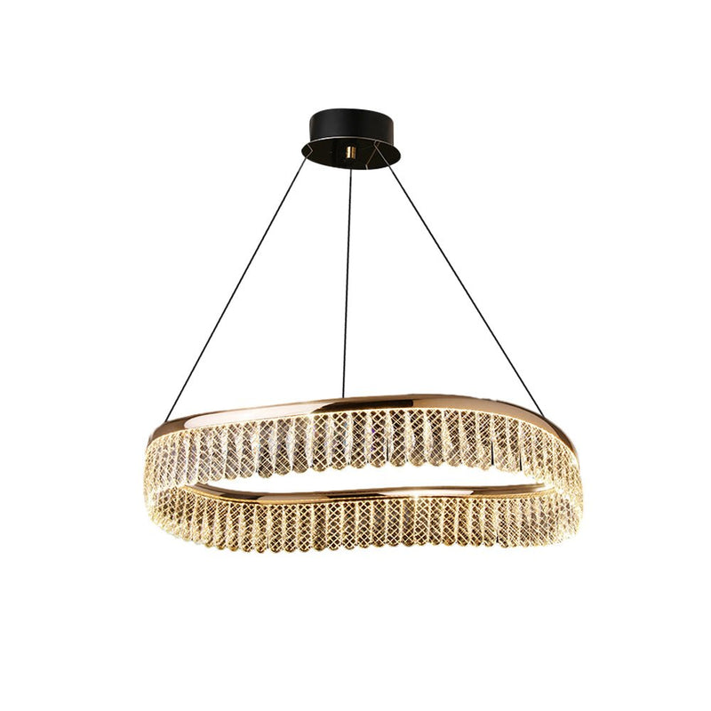Luxury Modern Round Crystal LED Chandelier - 3-Step Dimming, Elegant Design for Home Decor