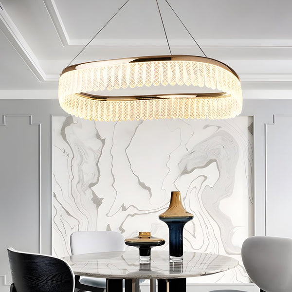Luxury Modern Round Crystal LED Chandelier - 3-Step Dimming, Elegant Design for Home Decor