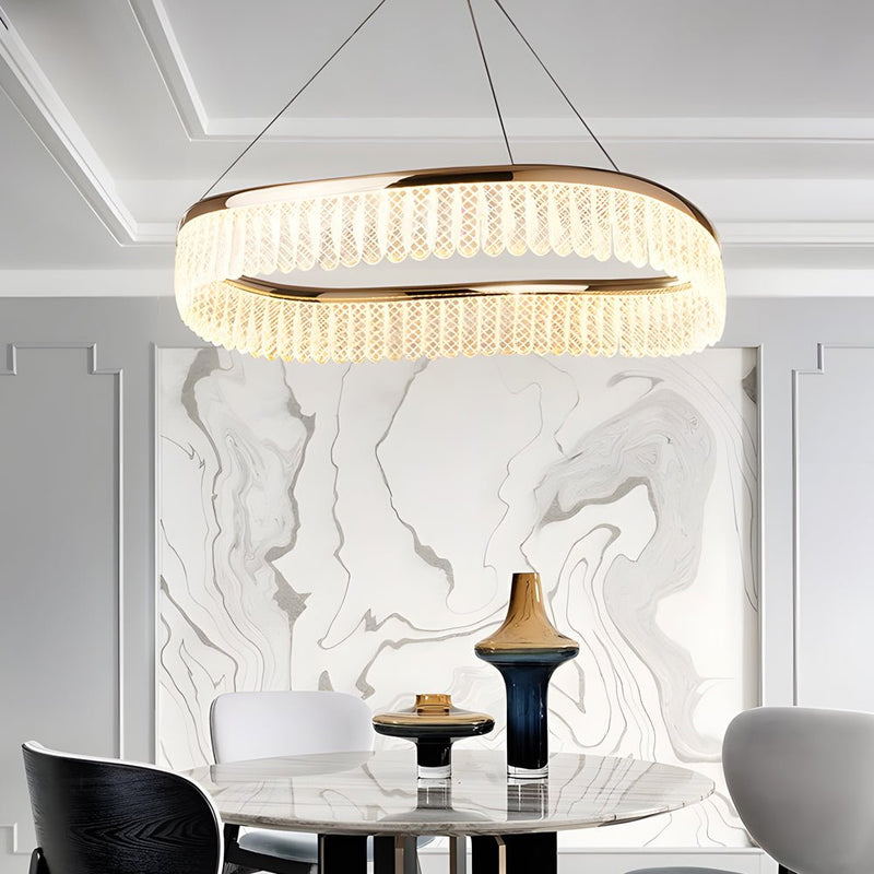 Luxury Modern Round Crystal LED Chandelier - 3-Step Dimming, Elegant Design for Home Decor