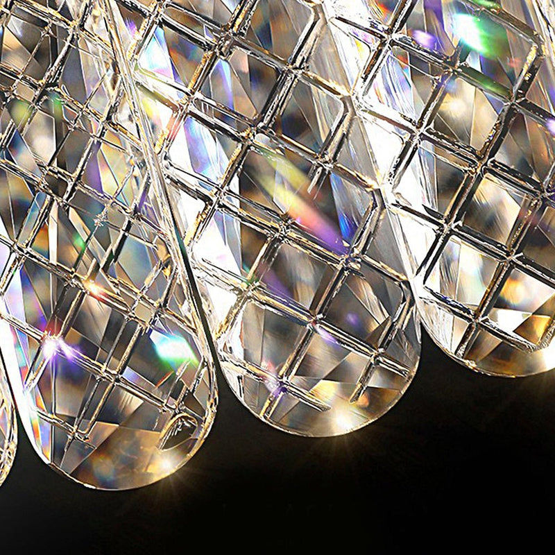 Luxury Modern Round Crystal LED Chandelier - 3-Step Dimming, Elegant Design for Home Decor
