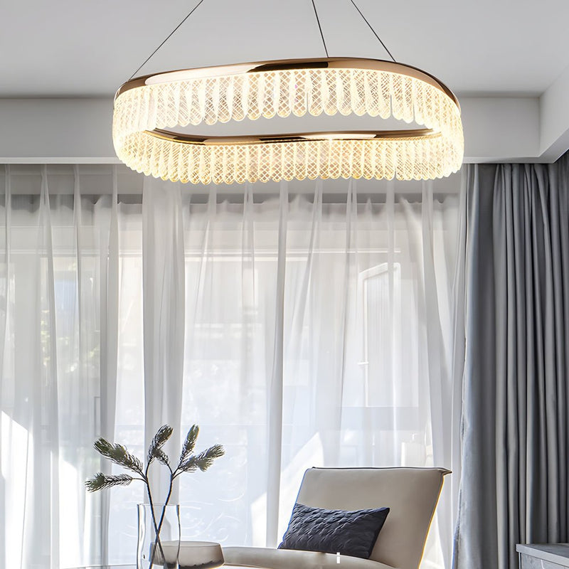 Luxury Modern Round Crystal LED Chandelier - 3-Step Dimming, Elegant Design for Home Decor