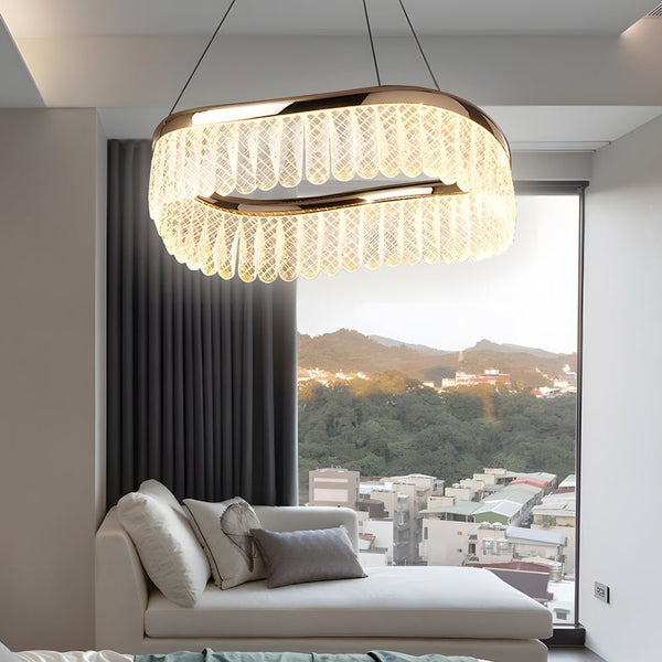 Luxury Modern Round Crystal LED Chandelier - 3-Step Dimming, Elegant Design for Home Decor
