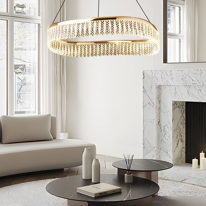 Luxury Modern Round Crystal LED Chandelier - 3-Step Dimming, Elegant Design for Home Decor