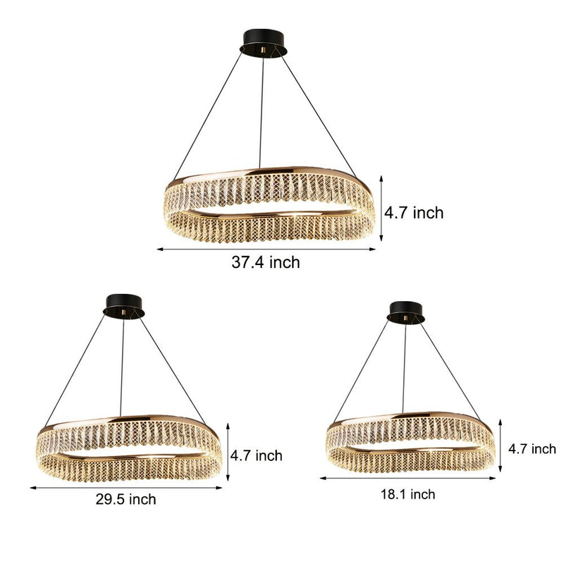 Luxury Modern Round Crystal LED Chandelier - 3-Step Dimming, Elegant Design for Home Decor