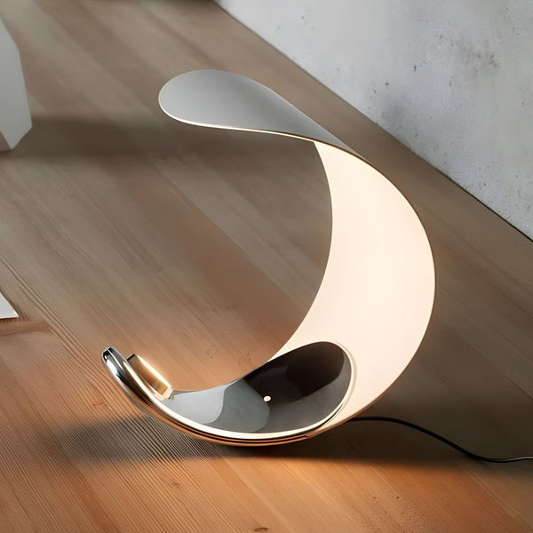 Modern Curl Polished Silver Chrome LED Table Lamp with Touch Control - Stylish Lighting for Home & Office