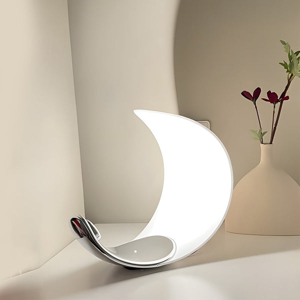 Modern Curl Polished Silver Chrome LED Table Lamp with Touch Control - Stylish Lighting for Home & Office