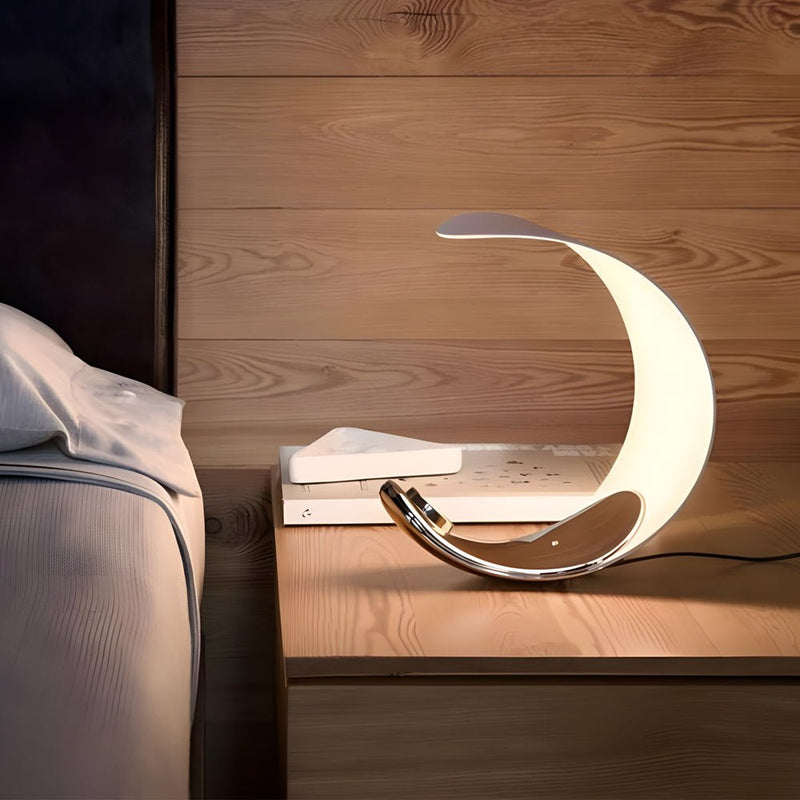 Modern Curl Polished Silver Chrome LED Table Lamp with Touch Control - Stylish Lighting for Home & Office