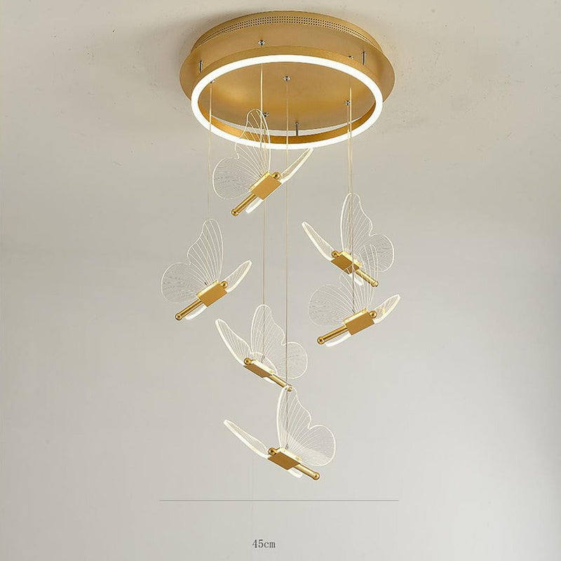 Butterfly Shaped LED Pendant Light - Acrylic & Metal Island Ceiling Fixture for Living Room