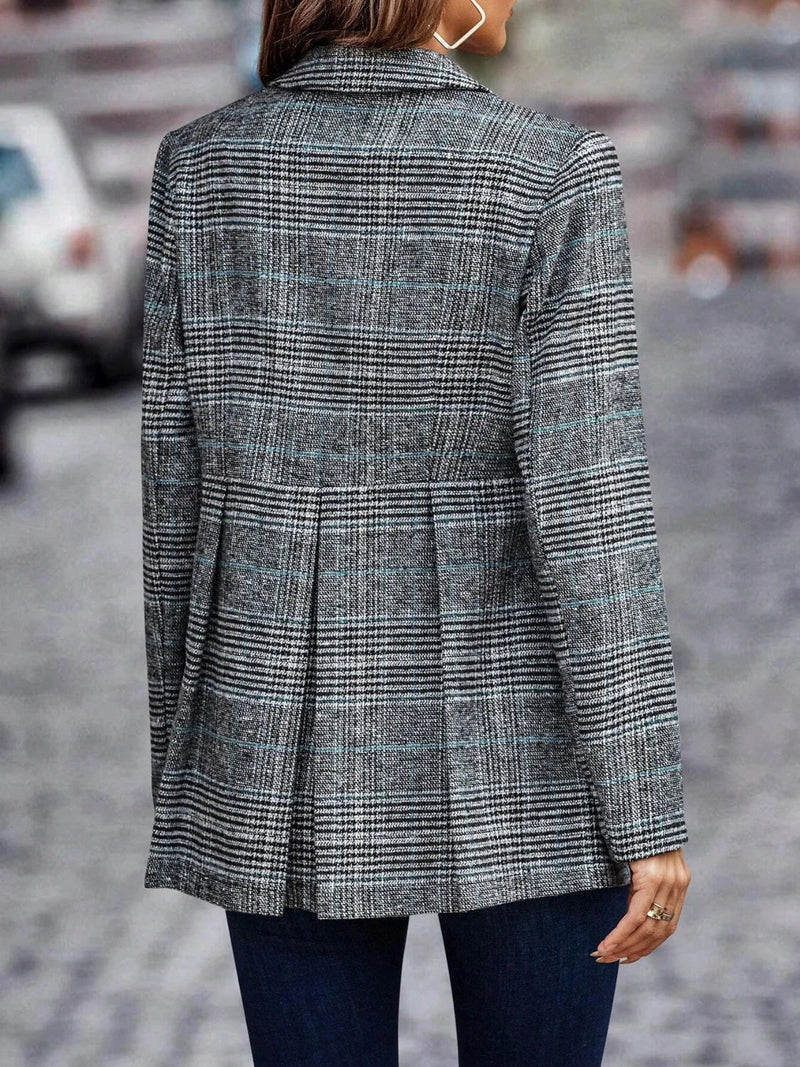 Women's Elegant Tailored Plaid Blazer Jacket | Stylish & Versatile Outerwear for Any Occasion