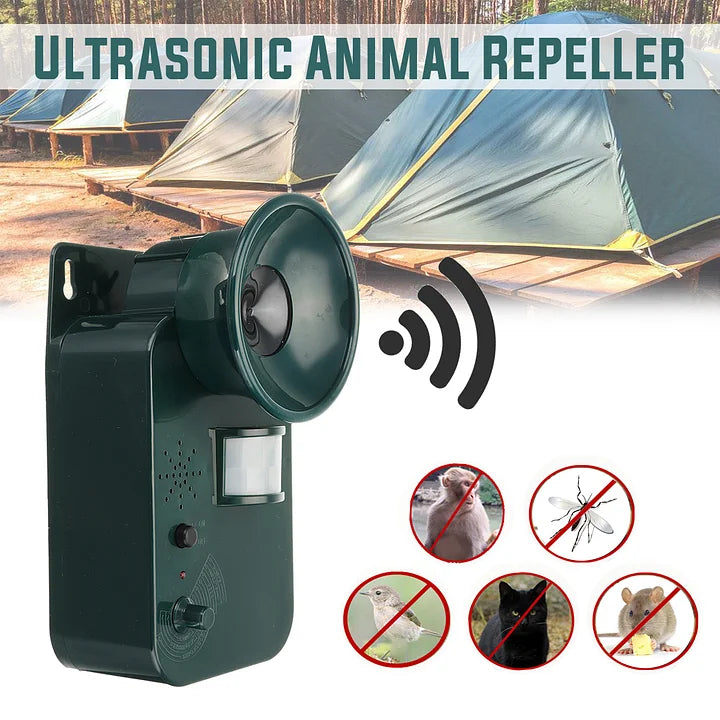 5000 sqft Ultrasonic Cordless Pest Repeller - Safe Outdoor Solution for Repelling Various Animals (9V DC)