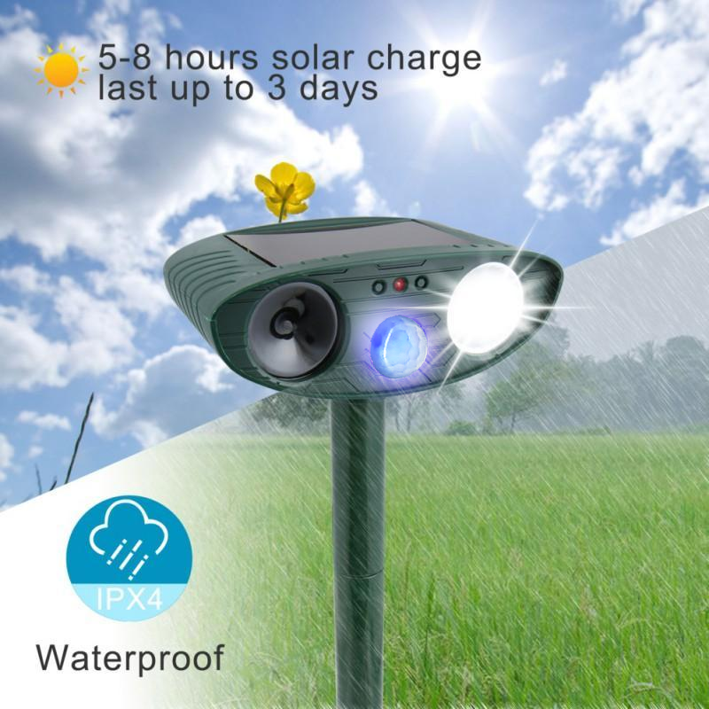 4-Pack Solar-Powered Ultrasonic Deer Repeller - Effective Deer Deterrent, Results in 48 Hours