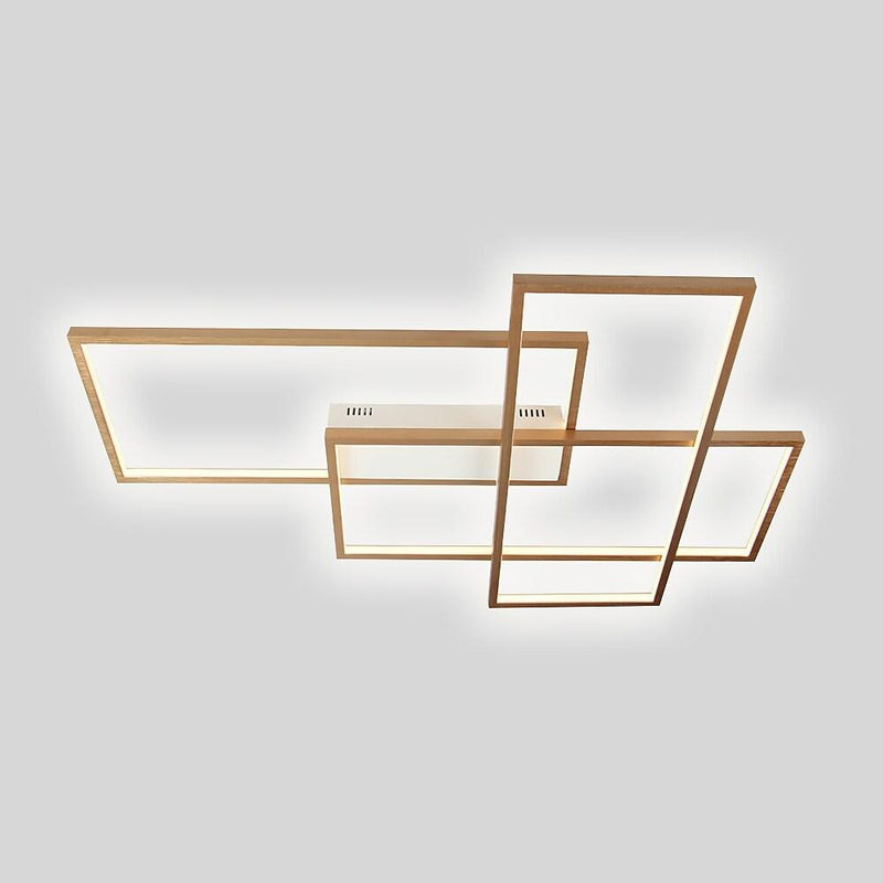 Modern Overlapping Rectangles Aluminum LED Flush Mount Ceiling Light - Geometric Style Lighting Fixture