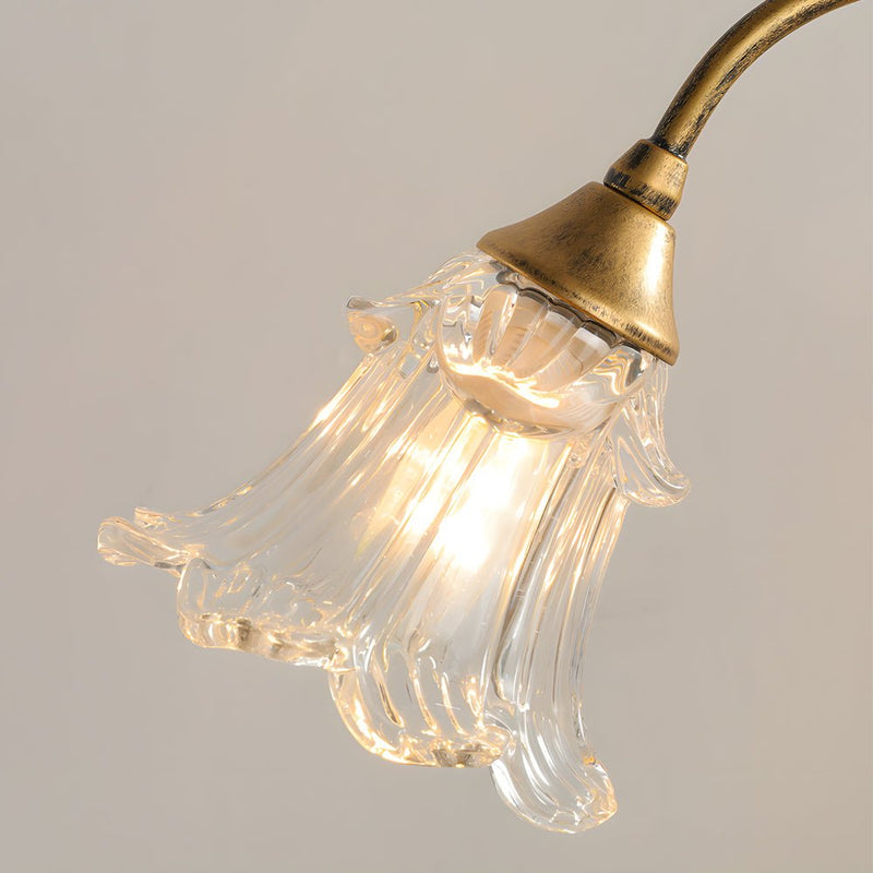 Elegant Dimmable Glass Floral Desk Lamp with Dual Lights & Leaf Accents - Perfect for Ambiance