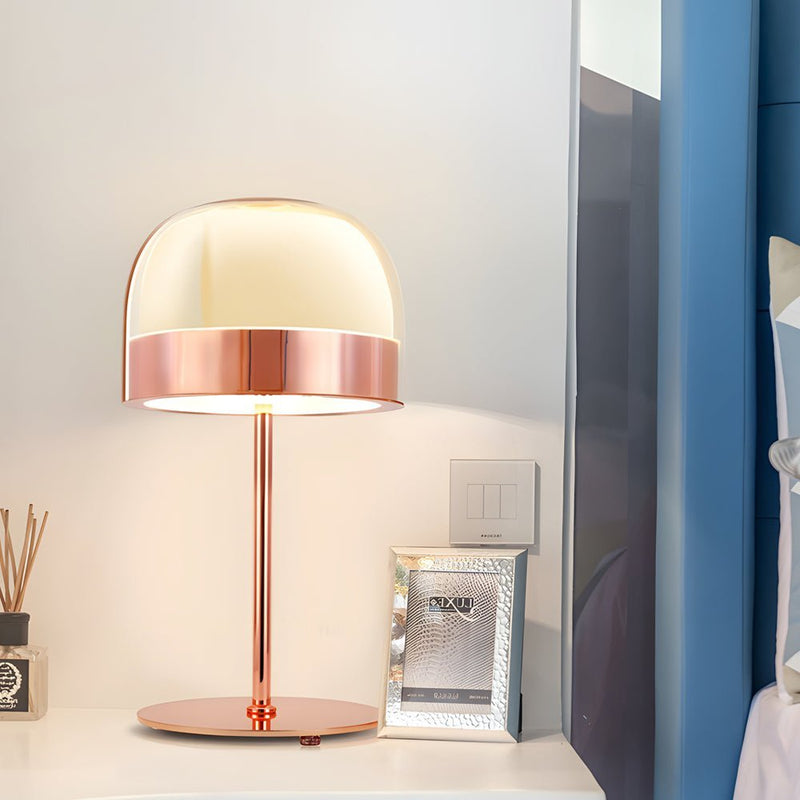 Modern Chrome Dome-Shaped Glass Ambient LED Table Lamp - Stylish Home Lighting