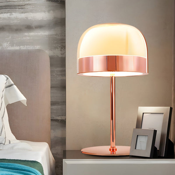 Modern Chrome Dome-Shaped Glass Ambient LED Table Lamp - Stylish Home Lighting