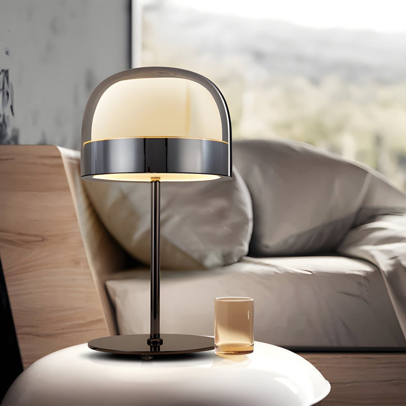 Modern Chrome Dome-Shaped Glass Ambient LED Table Lamp - Stylish Home Lighting
