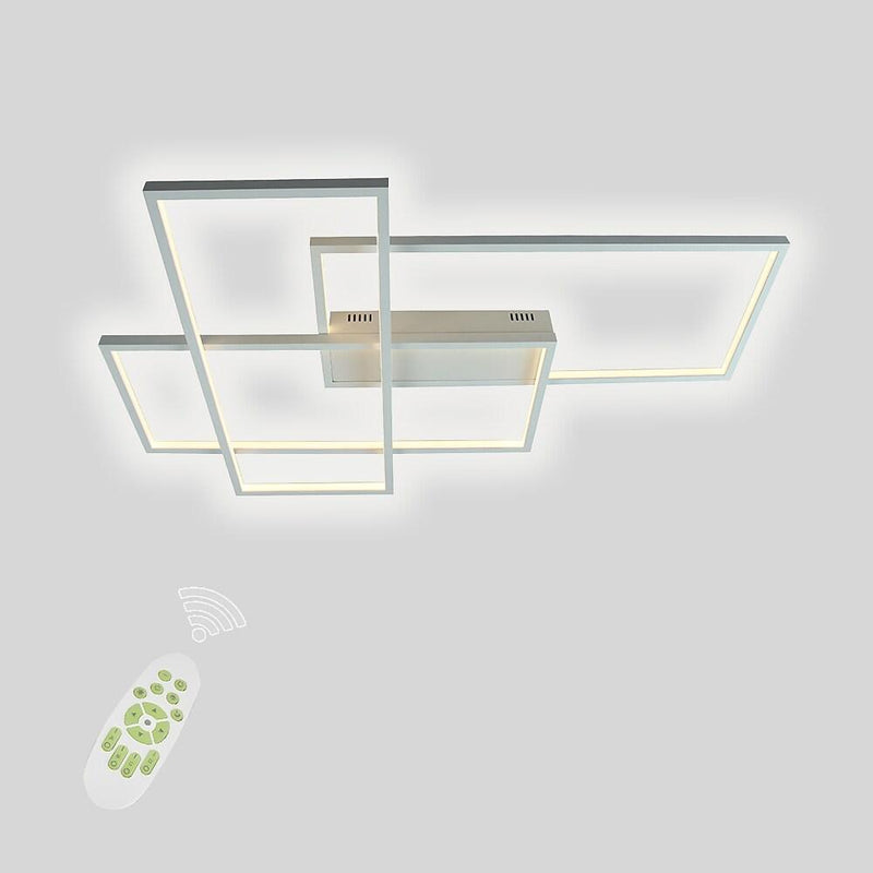 Modern Overlapping Rectangles Aluminum LED Flush Mount Ceiling Light - Geometric Style Lighting Fixture