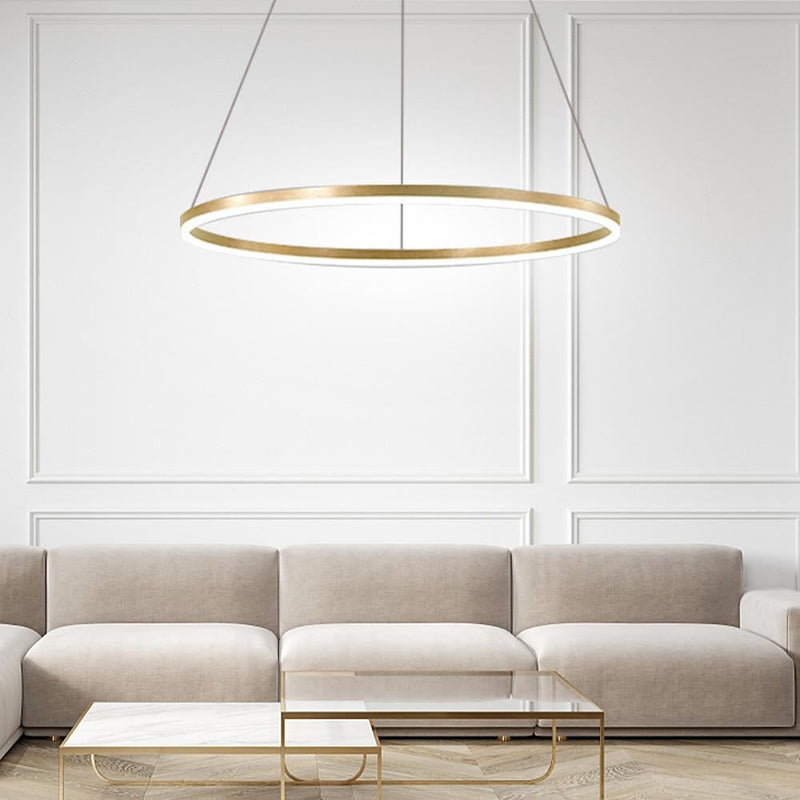 Modern Circle LED Chandelier Pendant Light - Stylish Hanging Lamp for Kitchen Island & Dining Room