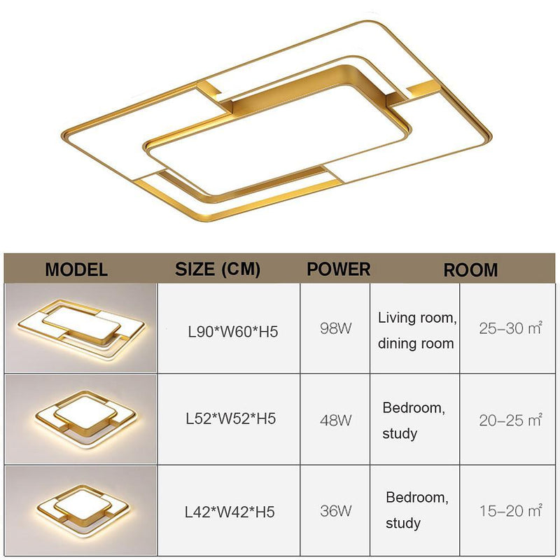 Modern Square LED Geometric Flush Mount Ceiling Light for Bedroom - Energy Efficient Lighting Fixture