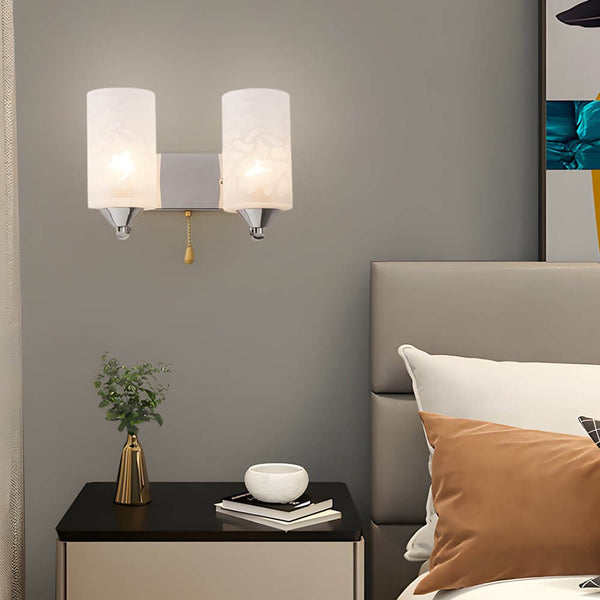 Elegant Double-Headed Cylindrical Glass Wall Sconce - Modern Lighting Fixture for Home Decor