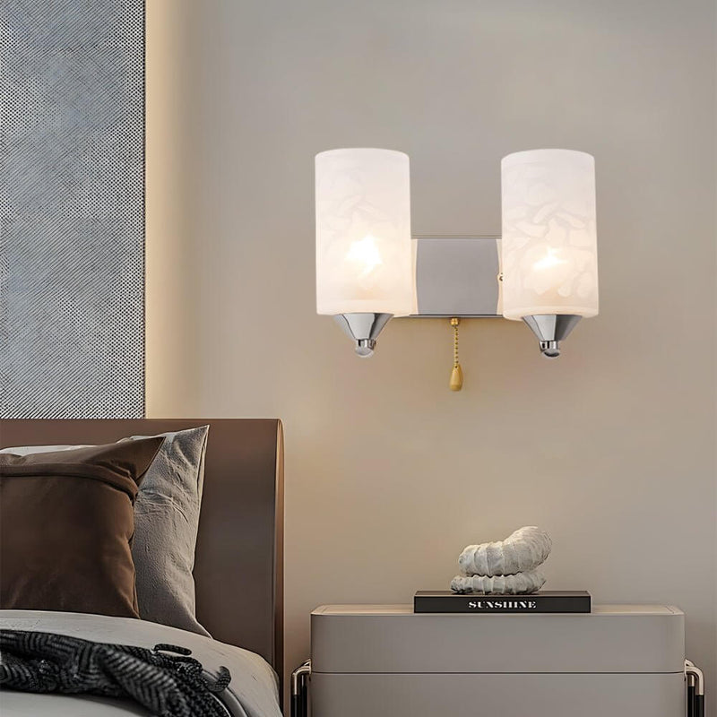 Elegant Double-Headed Cylindrical Glass Wall Sconce - Modern Lighting Fixture for Home Decor