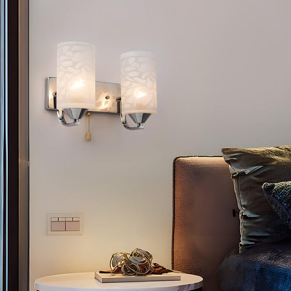 Elegant Double-Headed Cylindrical Glass Wall Sconce - Modern Lighting Fixture for Home Decor