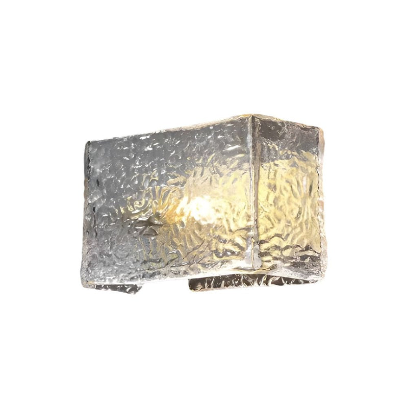 Modern Brass Rectangular Ripple Glass Bedside Wall Lamp - Elegant Lighting Fixture for Bedroom