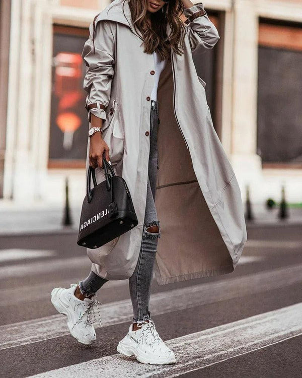 Chic Lightweight Waterproof Spring Coat - Stylish Long Design for All Weather Protection, Perfect for Rainy Days and Cool Breezes