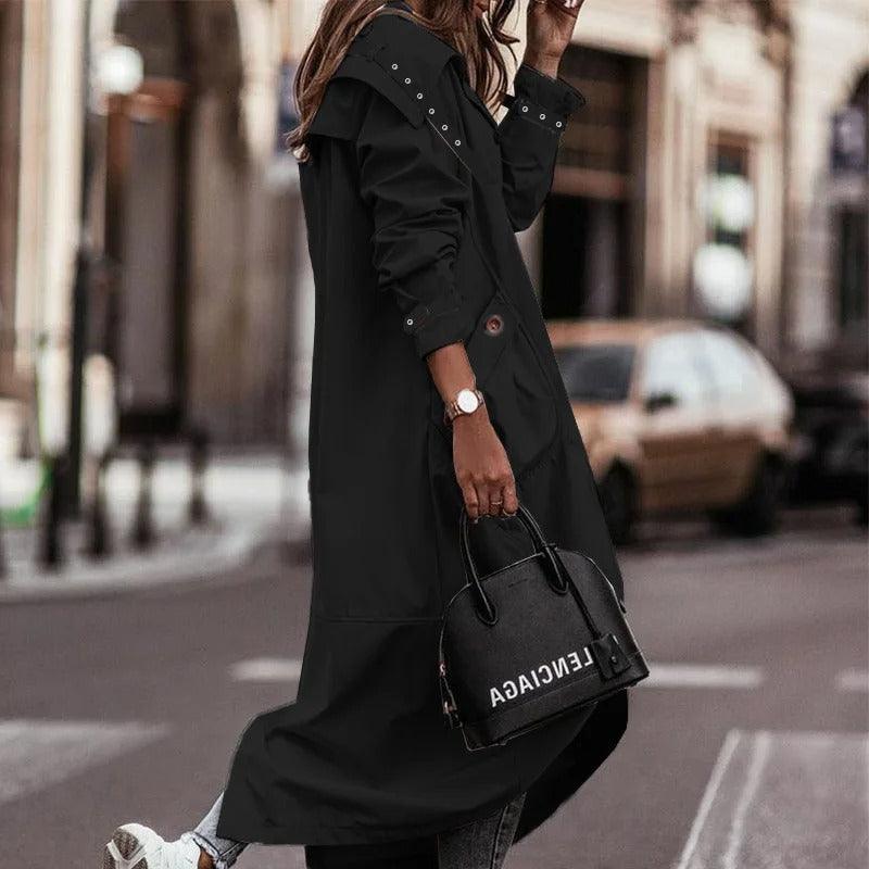 Chic Lightweight Waterproof Spring Coat - Stylish Long Design for All Weather Protection, Perfect for Rainy Days and Cool Breezes