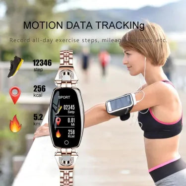 Waterproof Smart Fitness Bracelet for Women - Heart Rate & Blood Pressure Monitor, Activity Tracker, Stylish Design
