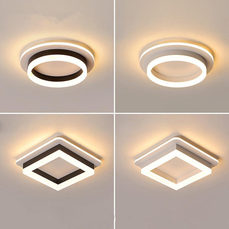 Contemporary Square LED Flush Mount Ceiling Light - Sleek Metal & Acrylic Design for Modern Interiors