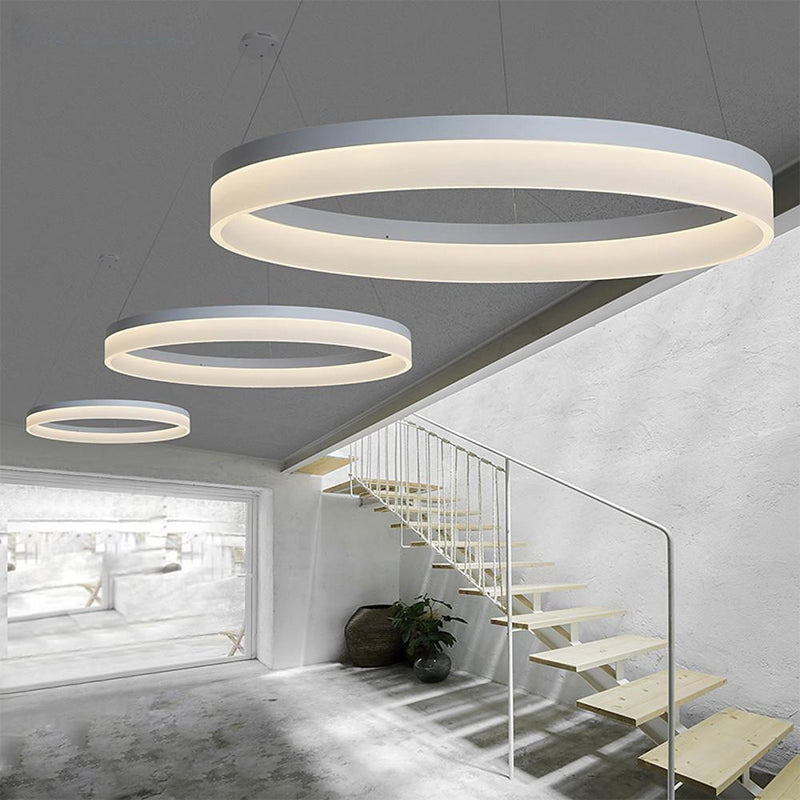Modern Circular LED Pendant Light - Sleek Aluminum & Acrylic Ceiling Fixture for Contemporary Spaces