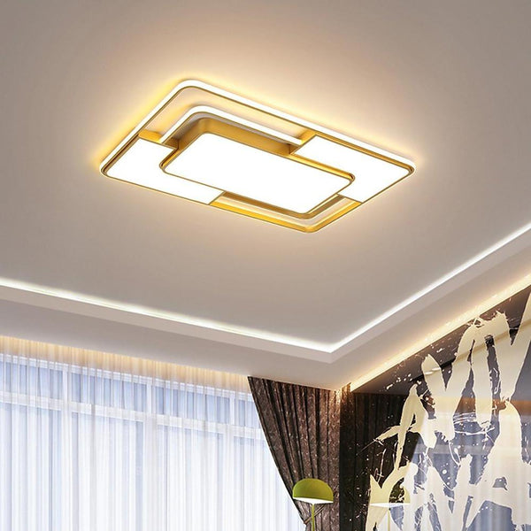 Modern Square LED Geometric Flush Mount Ceiling Light for Bedroom - Energy Efficient Lighting Fixture