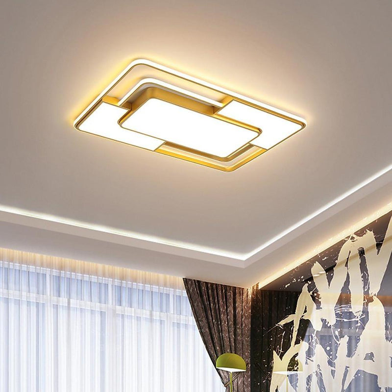 Modern Square LED Geometric Flush Mount Ceiling Light for Bedroom - Energy Efficient Lighting Fixture