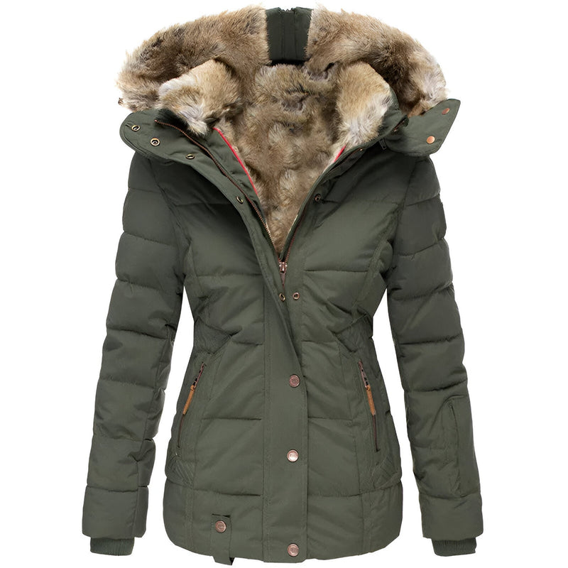 Women's Slim Fit Hooded Puffer Jacket - Stylish, Warm Winter Outerwear for Ultimate Comfort