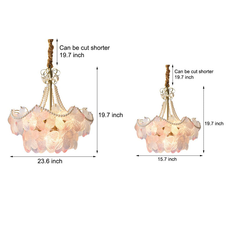 Elegant French Tiered Pearl Flower Chandelier - Luxurious Lighting Fixture for Home Decor