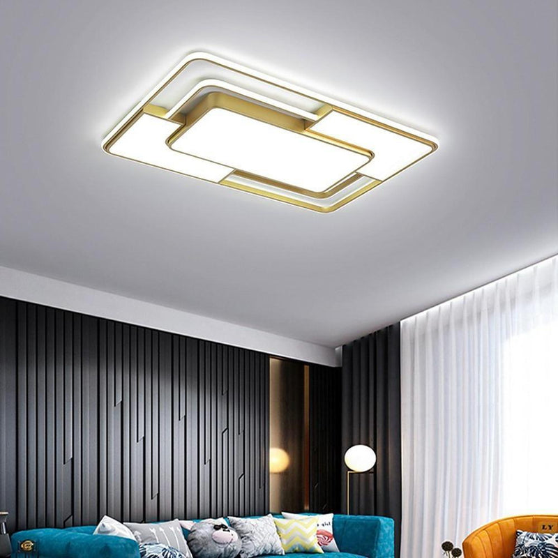 Modern Square LED Geometric Flush Mount Ceiling Light for Bedroom - Energy Efficient Lighting Fixture