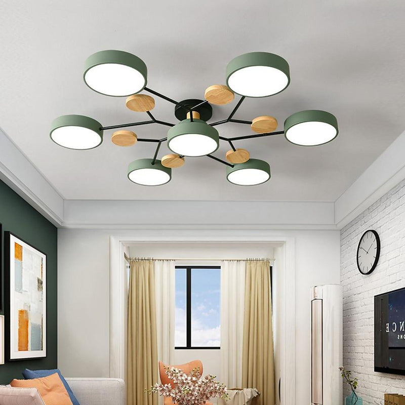 Sputnik Artistic Chandelier - Metal & Wood Ceiling Lights for Kids' Rooms | Stylish Baby & Children's Lighting