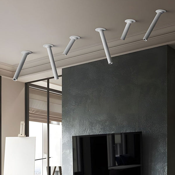 Adjustable Gimbal Head Long Tube Recessed LED Ceiling Spotlight - 360° Angle Rotatable Lighting Fixture