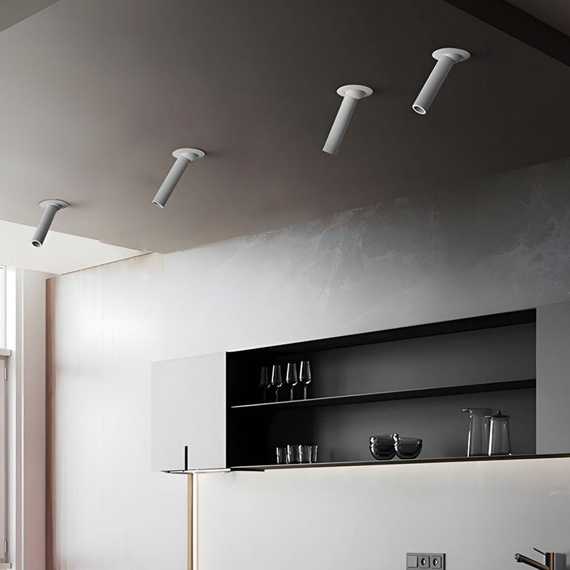 Adjustable Gimbal Head Long Tube Recessed LED Ceiling Spotlight - 360° Angle Rotatable Lighting Fixture