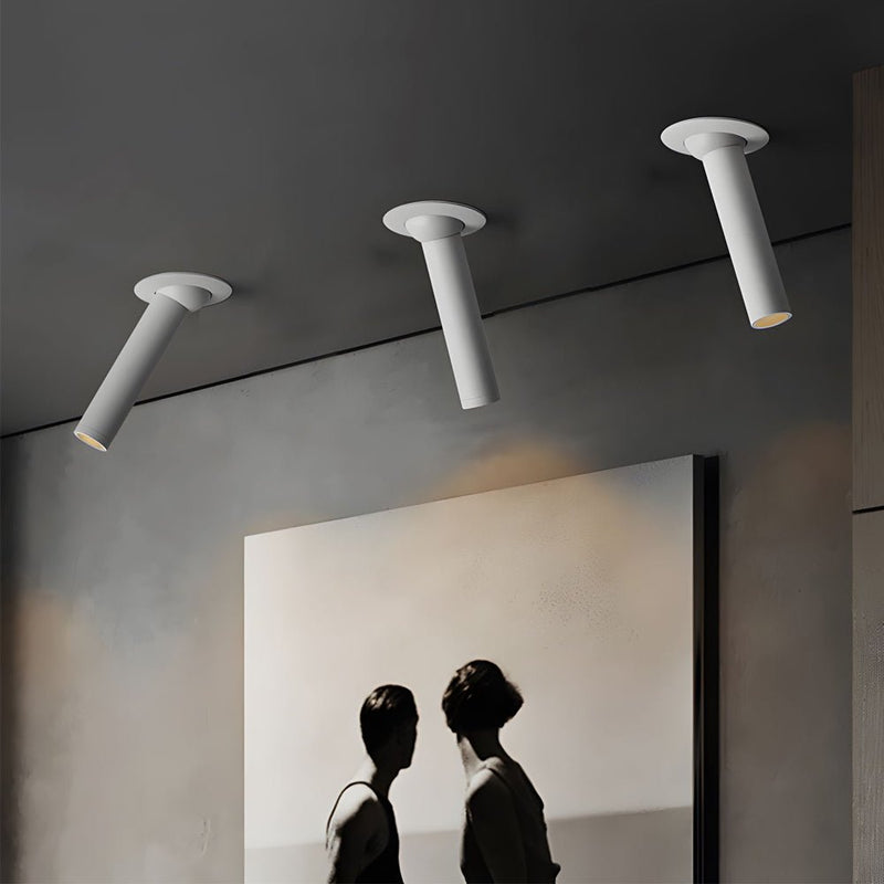 Adjustable Gimbal Head Long Tube Recessed LED Ceiling Spotlight - 360° Angle Rotatable Lighting Fixture