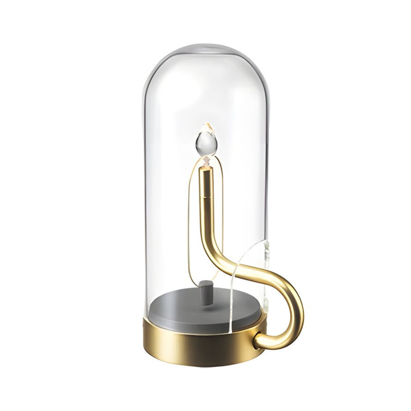 Elegant Glass Dome HYMN Accent Table Lamp with LED Candle - Modern Home Decor Lighting