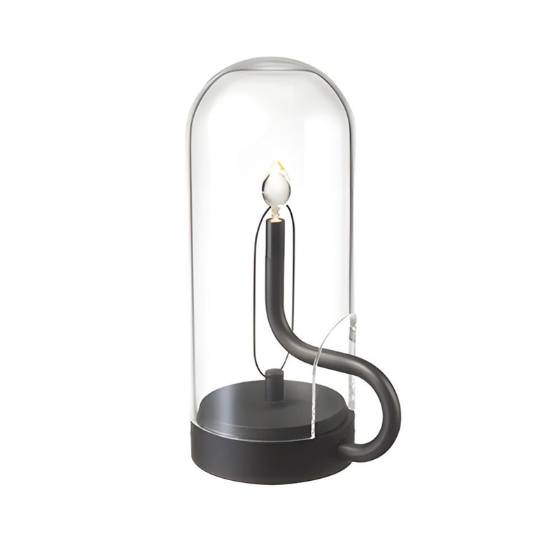 Elegant Glass Dome HYMN Accent Table Lamp with LED Candle - Modern Home Decor Lighting