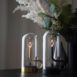 Elegant Glass Dome HYMN Accent Table Lamp with LED Candle - Modern Home Decor Lighting