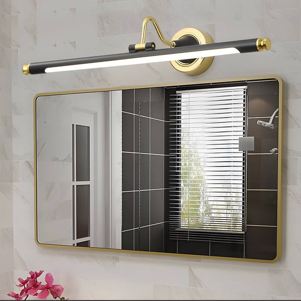 Gold & Black Rotatable Vintage LED Bathroom Vanity Light - Adjustable Linear Design for Modern Elegance