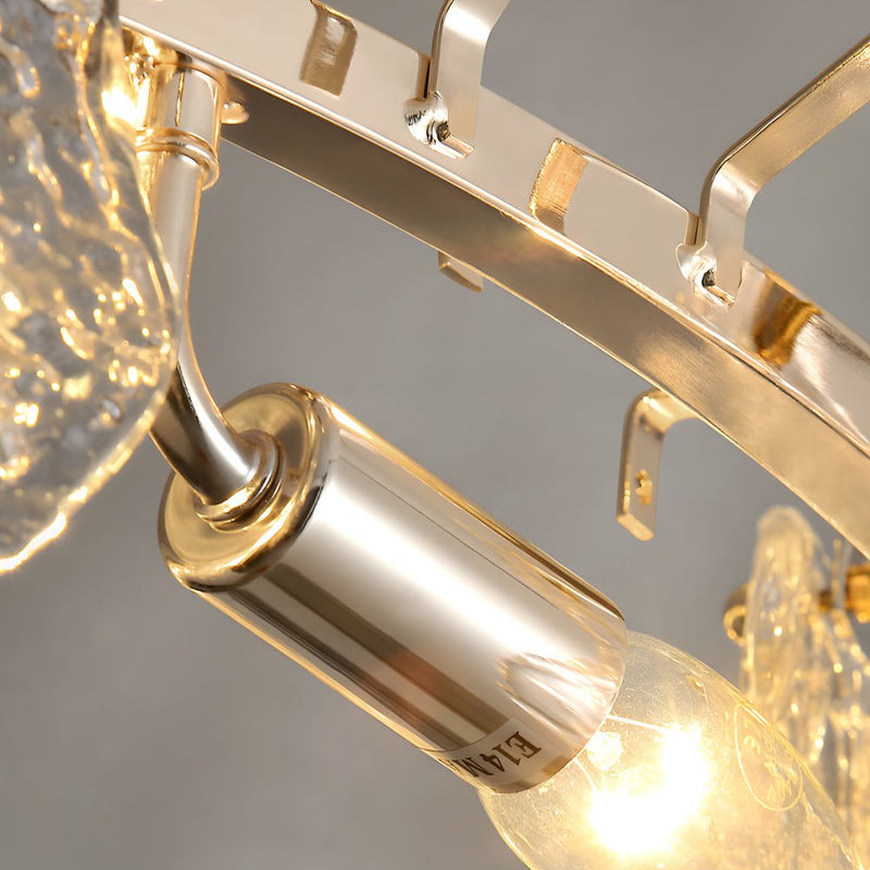 Luxury Handmade Leaf Glass Chandelier - 3-Step Dimming, Round Design, Post-Modern Elegance