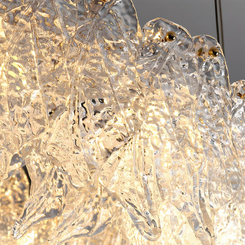 Luxury Handmade Leaf Glass Chandelier - 3-Step Dimming, Round Design, Post-Modern Elegance