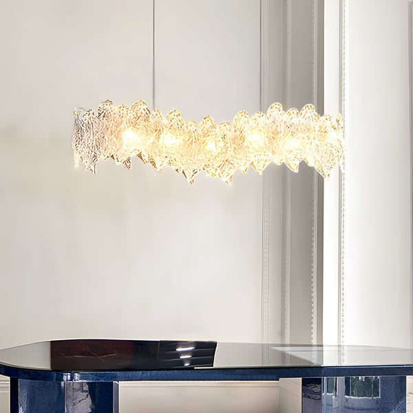 Luxury Handmade Leaf Glass Chandelier - 3-Step Dimming, Round Design, Post-Modern Elegance
