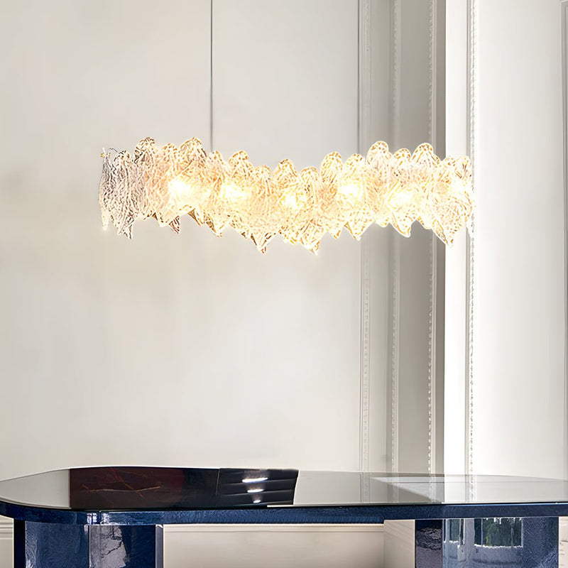 Luxury Handmade Leaf Glass Chandelier - 3-Step Dimming, Round Design, Post-Modern Elegance